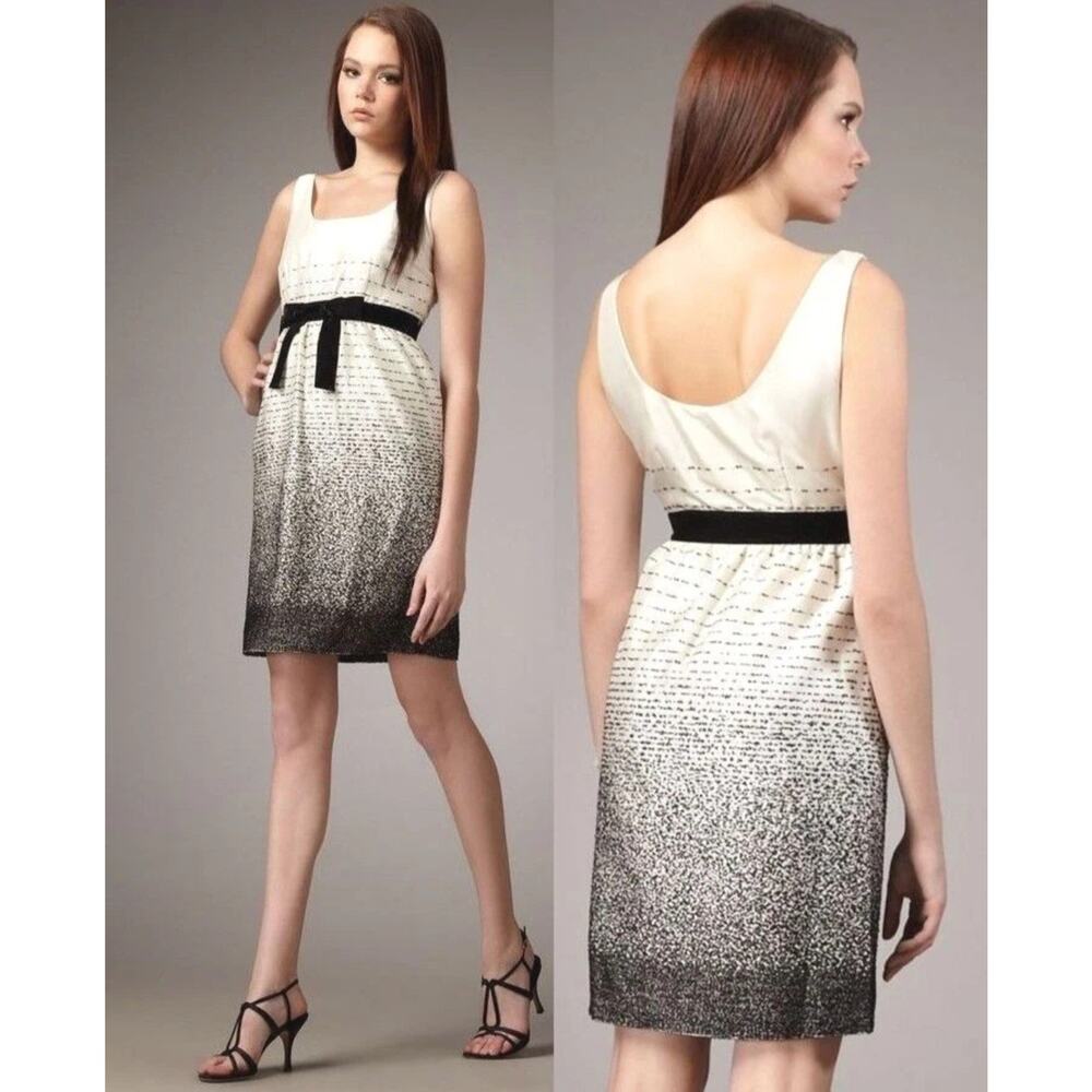 Kate Spade Dress Womens 10 Be Dazzled Cream Black Ombre Embroidered Sleeveless‎ - Picture 2 of 12